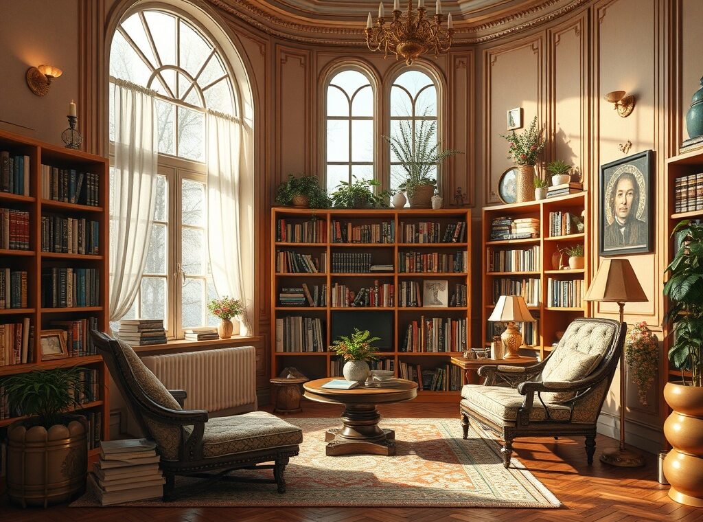 profrem64.ru | Дом для астрофизика: кабинет с книгами и телескопом